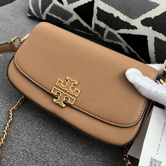 NWT Tory Burch Britten Tan Leather Convertible Flap Crossbody Shoulder Bag138772 - Picture 7 of 7